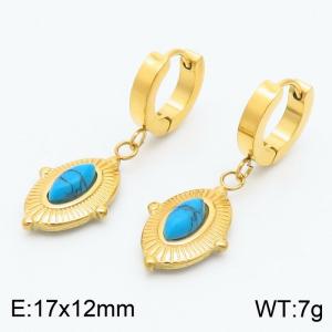 17x12mm Geometrical Turkish Stone Charm Earrings For Women Stainless Steel Earrings Gold Color - KE110892-HM
