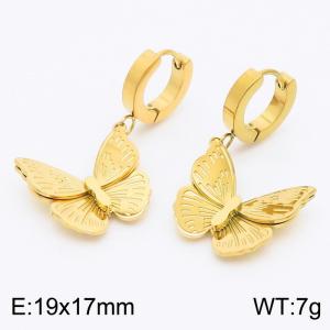 19x17mm Butterflies Charm Earrings For Women Stainless Steel Earrings Gold Color - KE110902-HM