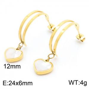 Japanese and Korean Love Gold Pendant Stainless Steel Ear Clip - KE111037-SP