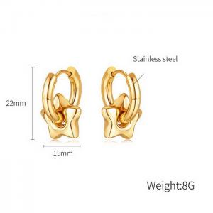 Light Luxury Gold 15mm Star Titanium Steel Earrings - KE111048-WGTY