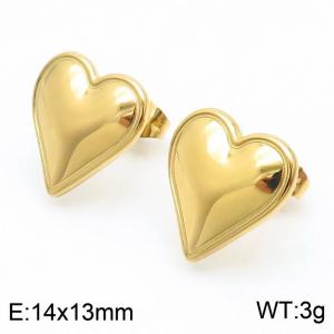 14mm Women's Fashion Earrings Stainless Steel Charm Gold Color Earrings Jewelry - KE111051-KFC
