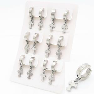 Personalization Stainless steel Cross Earrings Silver - KE111112-TLS