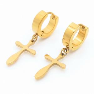 Personalization Stainless steel Cross Earrings Gold - KE111147-TLS