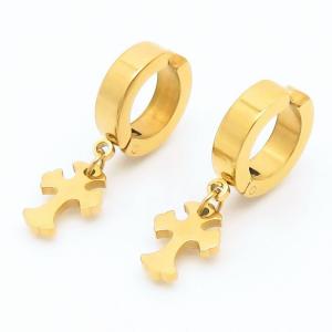 Personalization Stainless steel Cross Earrings Gold - KE111150-TLS