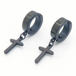 Personalization Stainless steel Cross Earrings Black - KE111154-TLS