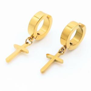 Personalization Stainless steel Cross Earrings Gold - KE111155-TLS