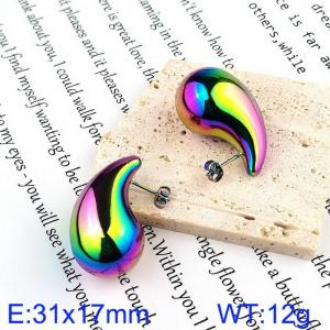 Women's colorful stainless steel drop shaped earrings - KE111205-KFC