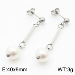 Wholesale Pearl Earrings Classic Geometric Stainless Steel Long Earrings Women's Jewelry - KE111221-ZC