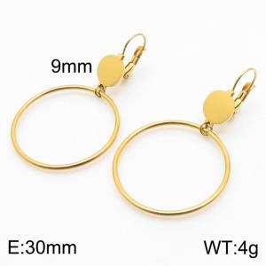 European and American fashion stainless steel creative hollowed out circular pendant temperament gold earrings - KE111250-ZC