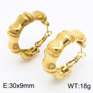 Stainless Steel Bamboo Joint C Open Women's Earrings Jewelry - KE111668-KFC