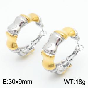 Stainless Steel Bamboo Joint C Open Women's Earrings Jewelry - KE111669-KFC