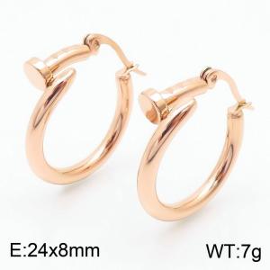 Circular nail Rose gold stainless steel ear buckle - KE111709-MS