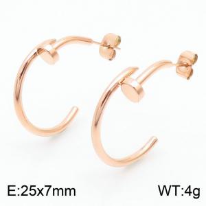 C-Circular nai rose gold stainless steel earrings - KE111712-MS