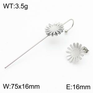 Flower shaped ear hook stainless steel puncture ear needle and nail - KE111717-NT