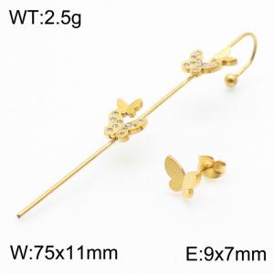 Butterfly Ear Hanging Stainless Steel Gold Ear Needle Ear Studs - KE111720-NT