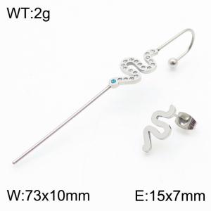Snake shaped ear hook stainless steel piercing needle earrings - KE111727-NT