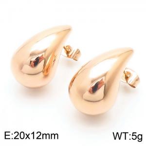 Popular Jewelry Stainless Steel Drops Shape Earrings 18k Rose Gold Plated Stud Earrings - KE112214-KFC