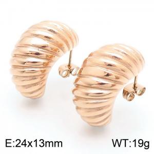 European and American fashionable stainless steel geometric thread women's temperament rose gold earrings - KE112307-KFC