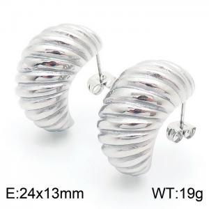 European and American fashionable stainless steel geometric thread women's temperament silver earrings - KE112308-KFC