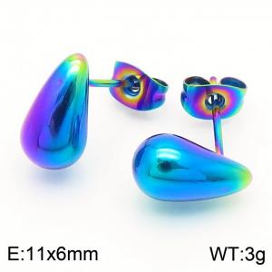 European and American fashion stainless steel 6mm chubby droplet shaped women's temperament seven color earrings - KE112311-KFC