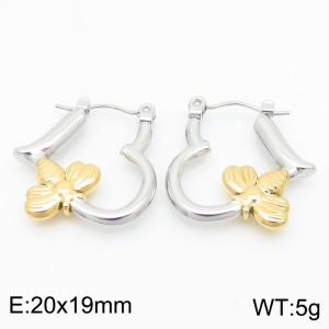Gold Color Bee Silver Color Heart Shape Stainless Steel Dangle Earrings for Women - KE112408-KFC