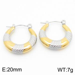 European and American fashion stainless steel creative geometric thick circle silver&gold earrings - KE112455-KFC