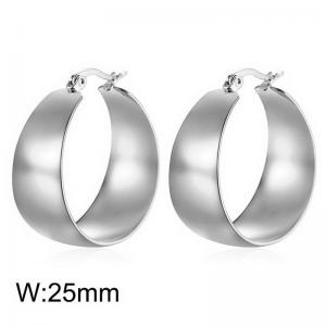 European and American fashion stainless steel widened curved circular women's high-end silver earrings - KE112501-WGMW