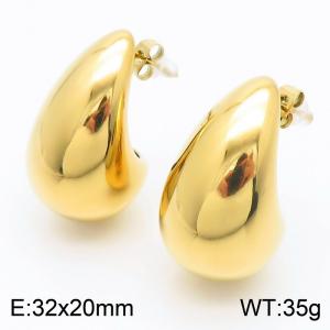 European and American fashion stainless steel creative droplet shaped charm gold earrings - KE112509-KFC