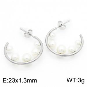 Women Stainless Steel&Shell Pearls Earrings - KE112580-MZOZ