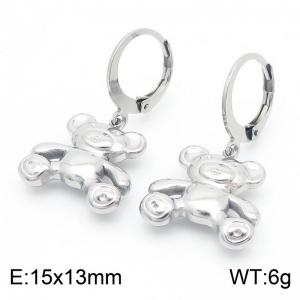 Women Stainless Steel Cute Teddy Bear Earrings - KE112590-MZOZ