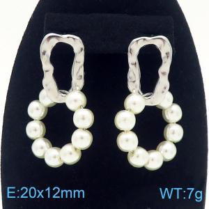 Women Stainless Steel&Shell Beads Earrings - KE112591-MZOZ