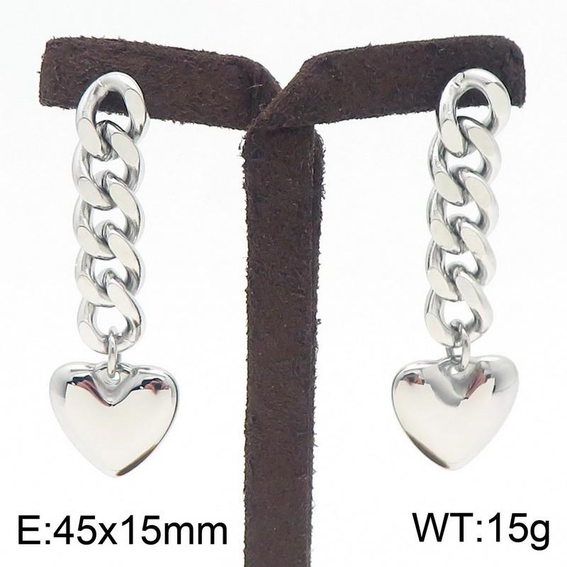 Stainless steel chain heart-shaped earrings