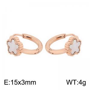 European and American fashion stainless steel creative inlaid shell five pointed star temperament rose gold earrings - KE112602-K