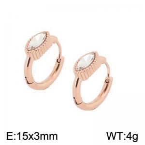 European and American fashion stainless steel creative inlay single diamond droplet shaped temperament rose gold earrings - KE112624-K