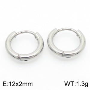 Circular plain ring 12 * 2mm steel colored stainless steel ear buckle - KE112813-YN