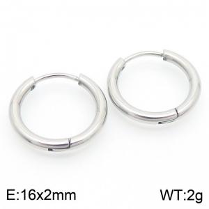 Round plain ring 16 * 2mm steel stainless steel ear buckle - KE112839-YN