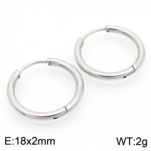 Circular plain ring 18 * 2mm steel color stainless steel ear buckle - KE112842-YN