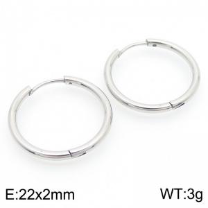 Circular plain ring 22 * 2mm steel color stainless steel ear buckle - KE112847-YN