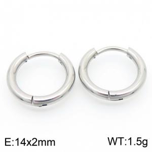 Circular plain ring 14 * 2mm steel color stainless steel ear buckle - KE112850-YN