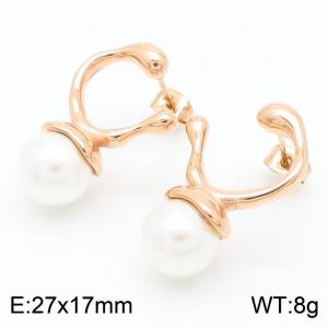 SS Rose Gold-Plating Earring - KE113303-KFC
