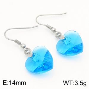 Blue Heart Stone Drop Earrings For Women Stainless Steel Trendy Jewelry - KE113325-Z