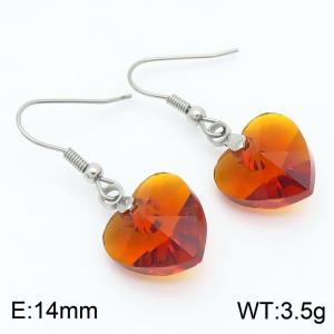 Brown Love Heart Stone Earrings for Women Stainless Steel Fashion Jewelry - KE113327-Z