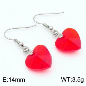 Red Heart Stone Earrings for Women Stainless Steel Fashion Jewelry - KE113329-Z