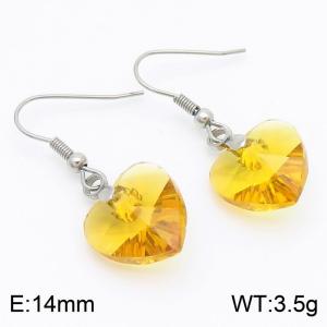 Yellow Heart Stone Earrings for Women Stainless Steel Fashion Jewelry - KE113331-Z