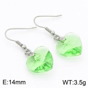 Light Green Heart Stone Earrings for Women Stainless Steel Fashion Jewelry - KE113333-Z