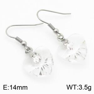 White Heart Stone Earrings for Women Stainless Steel Fashion Jewelry - KE113337-Z