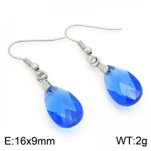 Blue Stone Water Drop Earrings for Women Stainless Steel Fashion Jewelry - KE113341-Z