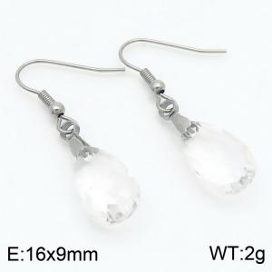 White Stone Water Drop Earrings for Women Stainless Steel Fashion Jewelry - KE113345-Z