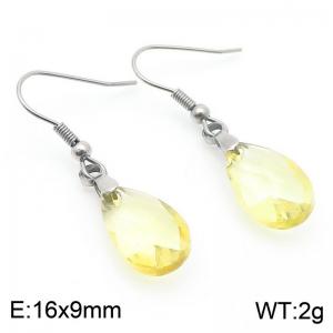 Yellow Stone Water Drop Earrings for Women Stainless Steel Fashion Jewelry - KE113347-Z