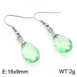 Light Green Stone Water Drop Earrings for Women Stainless Steel Fashion Jewelry - KE113349-Z